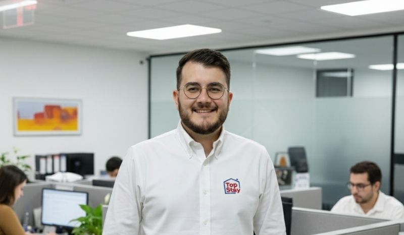 Sebastían Rodríguez, CEO de Top Stay, sonríe mientras habla en una conferencia