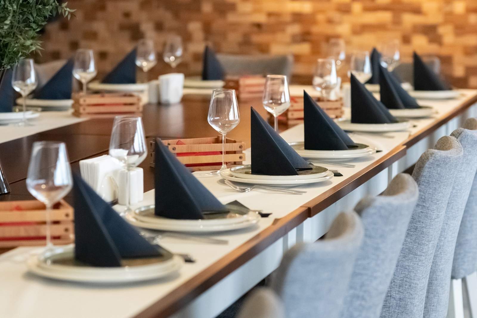 Restaurant prepared for corporate event