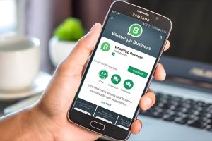 Aplicación de WhatsApp Business para Android, mostrando su interfaz y funciones de mensajería empresarial.