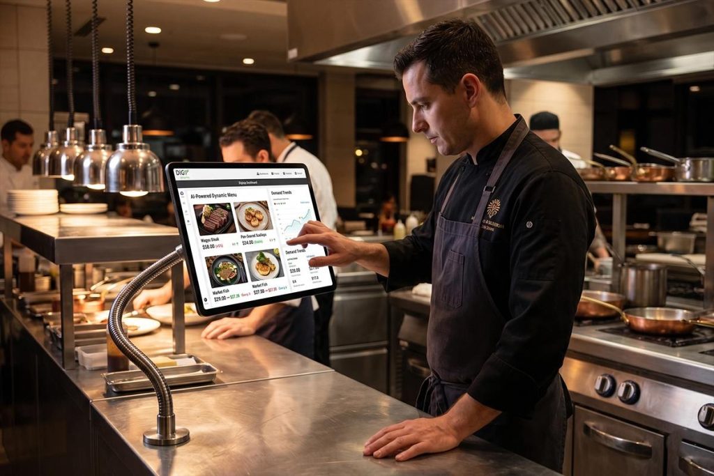 Chef utilizando un tablero dinámico impulsado por IA.