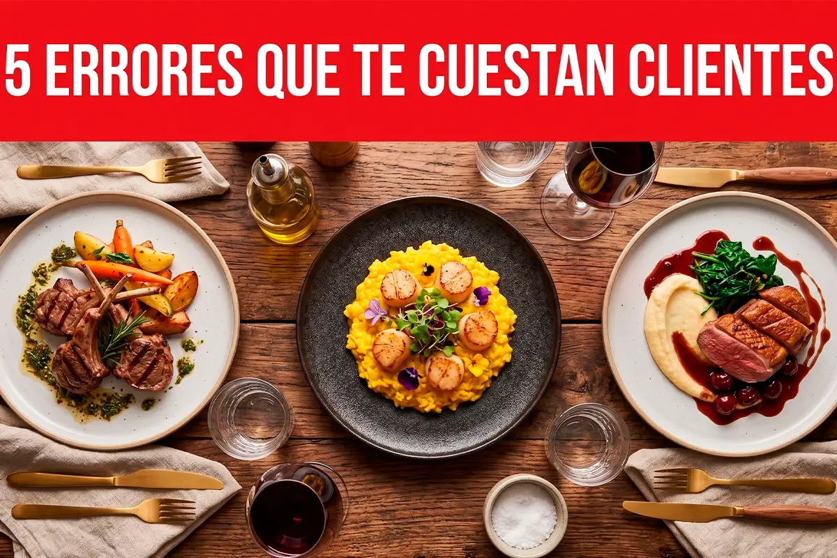 Tres platos gourmet de alta cocina en mesa de restaurante colombiano: cordero, risotto con vieiras y pato.